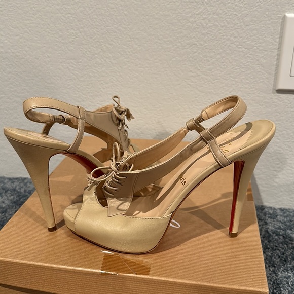 Christian Louboutin, size 40, Sometimes, Sandalo Nappa 6192 Beige W/Box - Picture 7 of 11